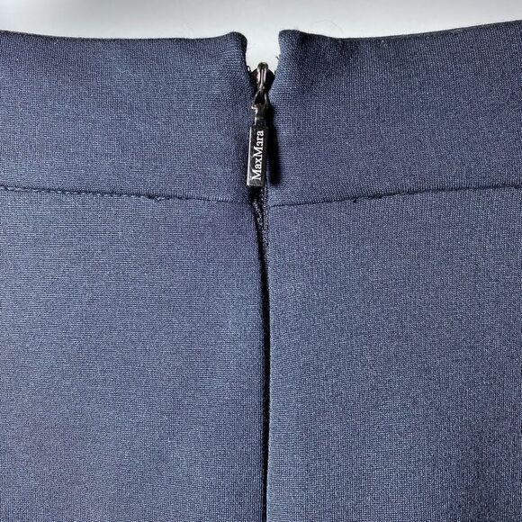 MAX MARA Pleated Faux-Wrap Knee Length Jersey Pencil Skirt in Black Sz 4 Small - Picture 8 of 13